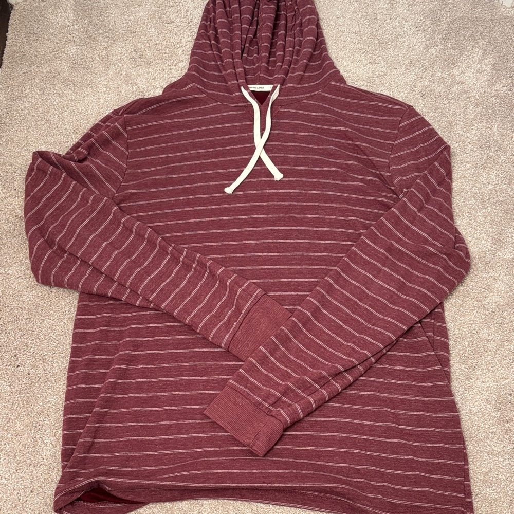 Marine Layer Maroon Striped Hoodie